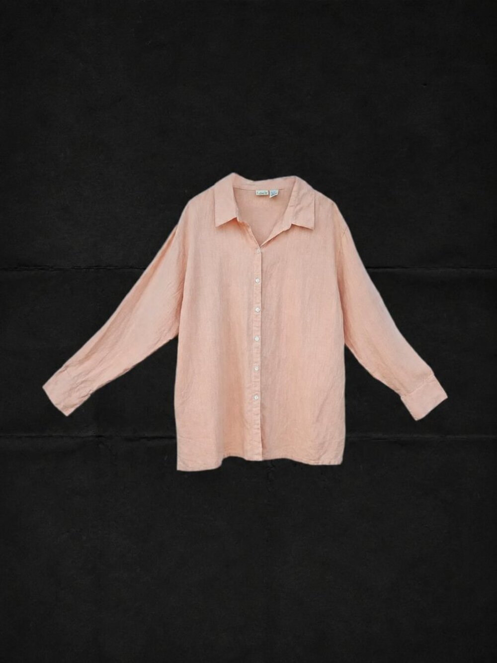 Linden Hill Linen Button Front 3/4 Sleeve Top, Peach - L